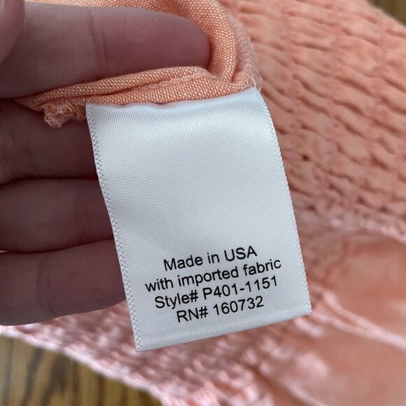 Common Sense Women L Orange 100% Cotton Boho Smocked High Rise Casual Shorts - Picture 5 of 6